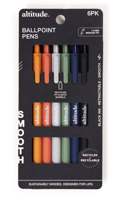 Altitude 6ct Ballpoint Retractable Assorted Color Matte Finish Black Ink